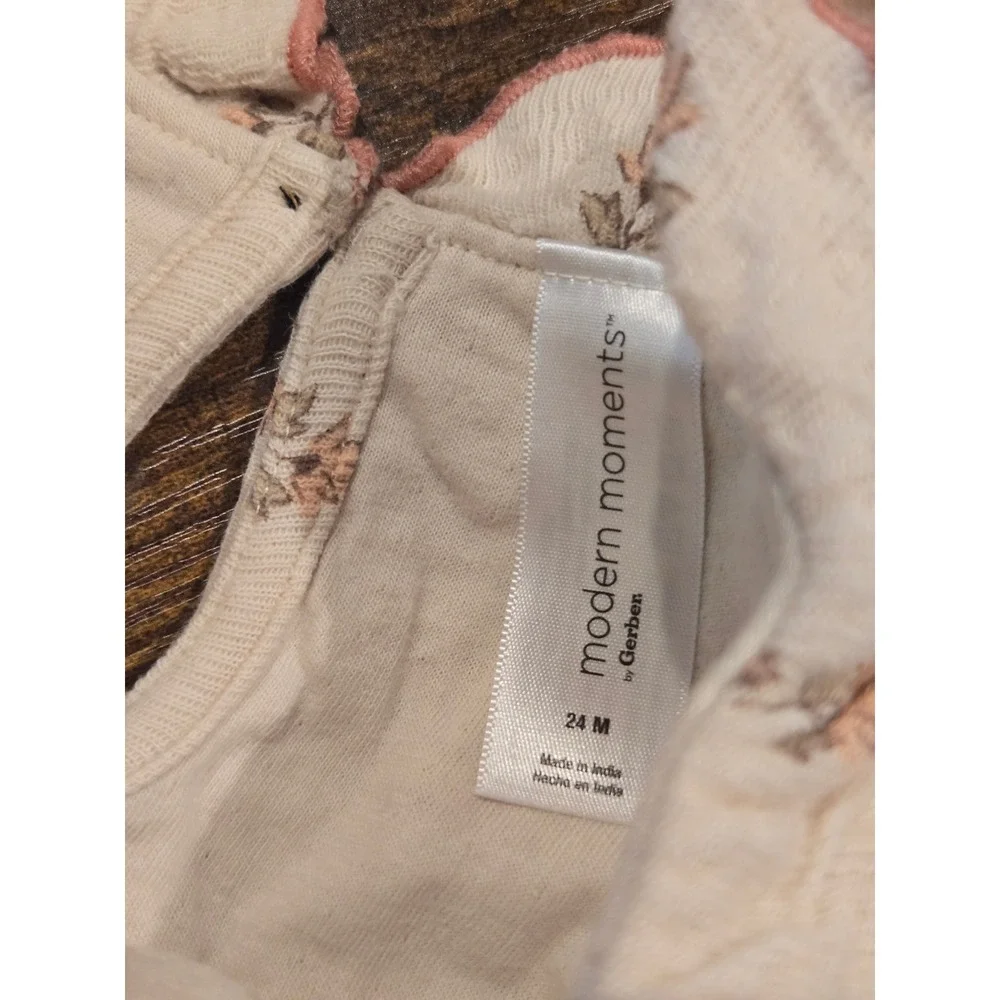 Modern Moments by Gerber Baby Girls Floral Ribbed Bubble‎ Romper Cream Pink 24M